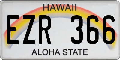 HI license plate EZR366