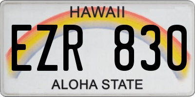 HI license plate EZR830