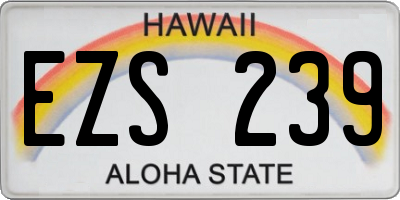 HI license plate EZS239