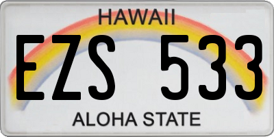 HI license plate EZS533