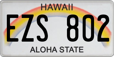 HI license plate EZS802