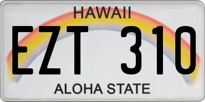 HI license plate EZT310