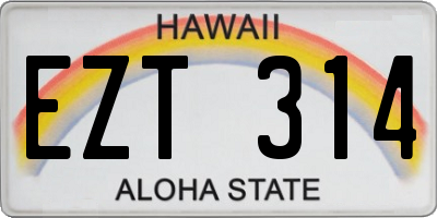 HI license plate EZT314