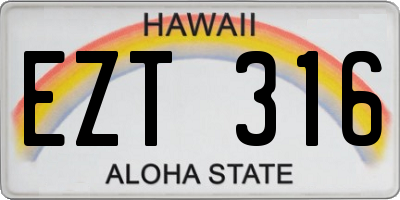 HI license plate EZT316