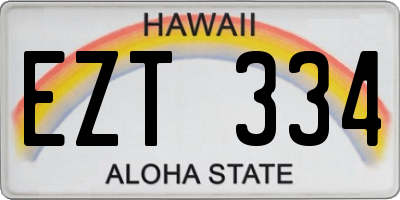 HI license plate EZT334