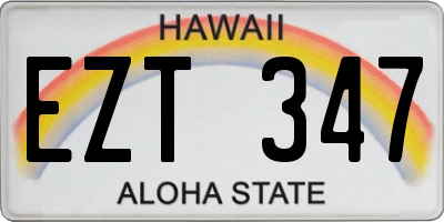 HI license plate EZT347