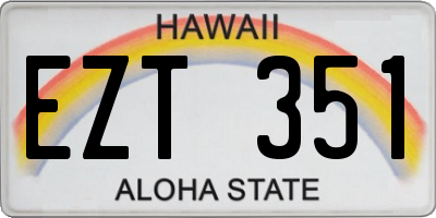 HI license plate EZT351