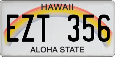 HI license plate EZT356