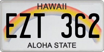 HI license plate EZT362