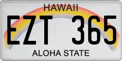 HI license plate EZT365