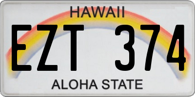 HI license plate EZT374