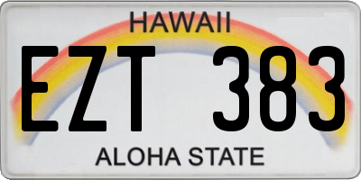 HI license plate EZT383