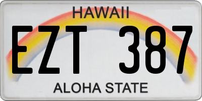 HI license plate EZT387