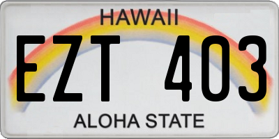 HI license plate EZT403