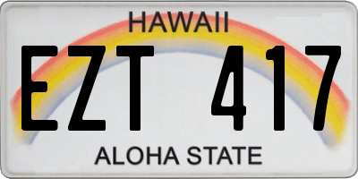 HI license plate EZT417