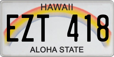 HI license plate EZT418