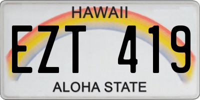 HI license plate EZT419