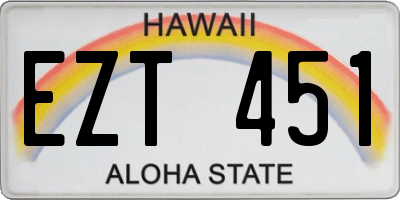 HI license plate EZT451