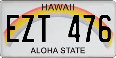 HI license plate EZT476