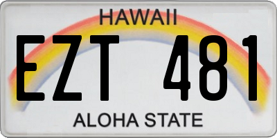 HI license plate EZT481