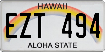 HI license plate EZT494