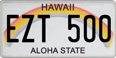 HI license plate EZT500
