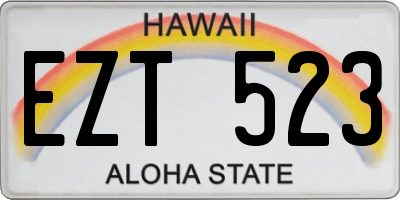 HI license plate EZT523