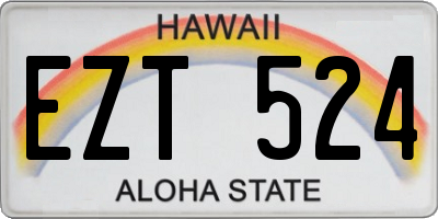HI license plate EZT524