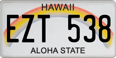 HI license plate EZT538