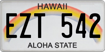 HI license plate EZT542