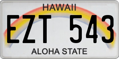 HI license plate EZT543