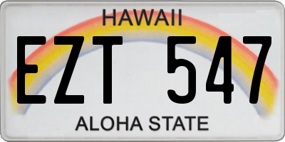 HI license plate EZT547