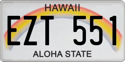 HI license plate EZT551
