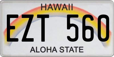 HI license plate EZT560