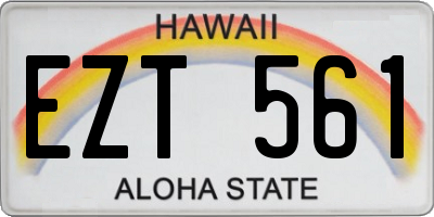 HI license plate EZT561