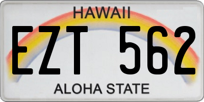 HI license plate EZT562