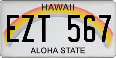 HI license plate EZT567