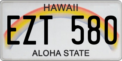 HI license plate EZT580