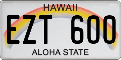 HI license plate EZT600