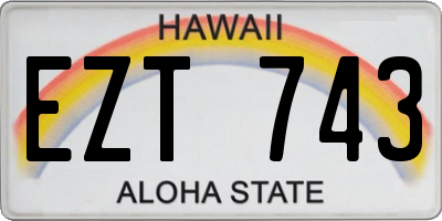HI license plate EZT743