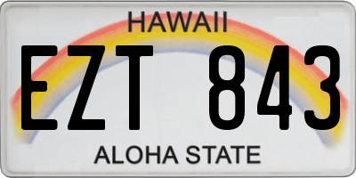 HI license plate EZT843