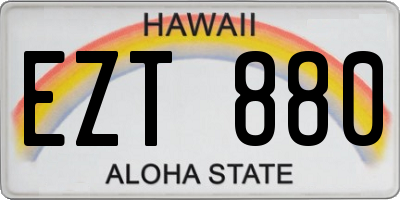 HI license plate EZT880