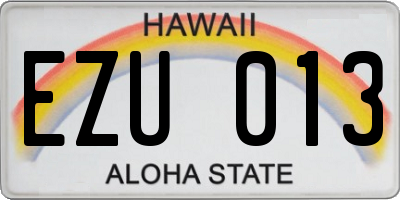 HI license plate EZU013