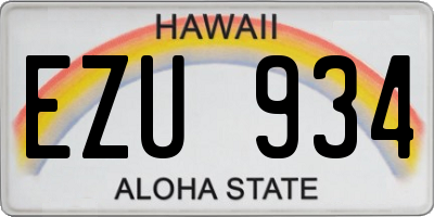 HI license plate EZU934
