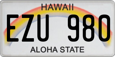 HI license plate EZU980