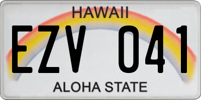 HI license plate EZV041