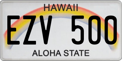 HI license plate EZV500