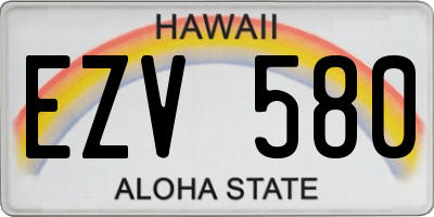 HI license plate EZV580
