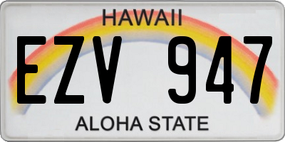 HI license plate EZV947