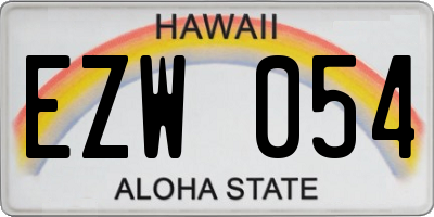 HI license plate EZW054